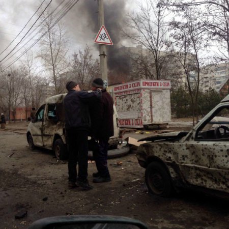 Последствия обстрела Мариуполя (24.01.2015)