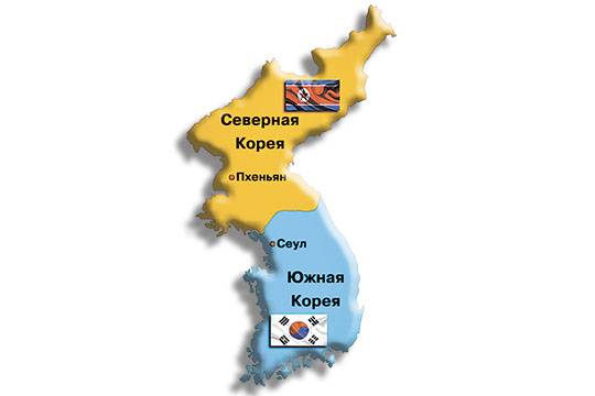 Северная и южная корея на карте